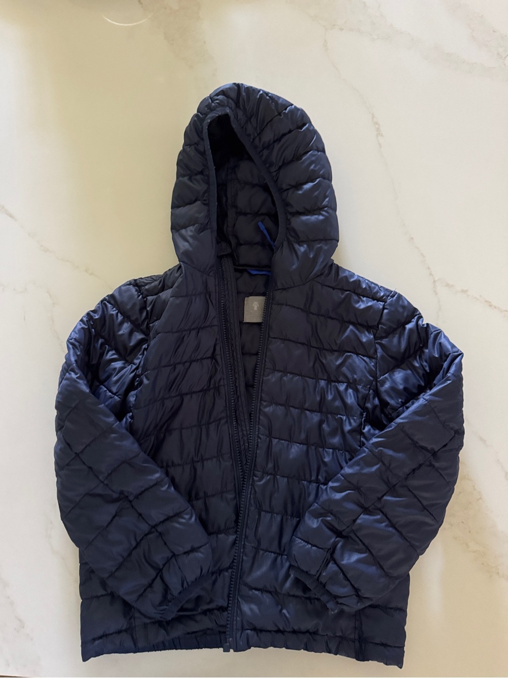 Primary Navy Quilted Hooded Puffer Jacket
